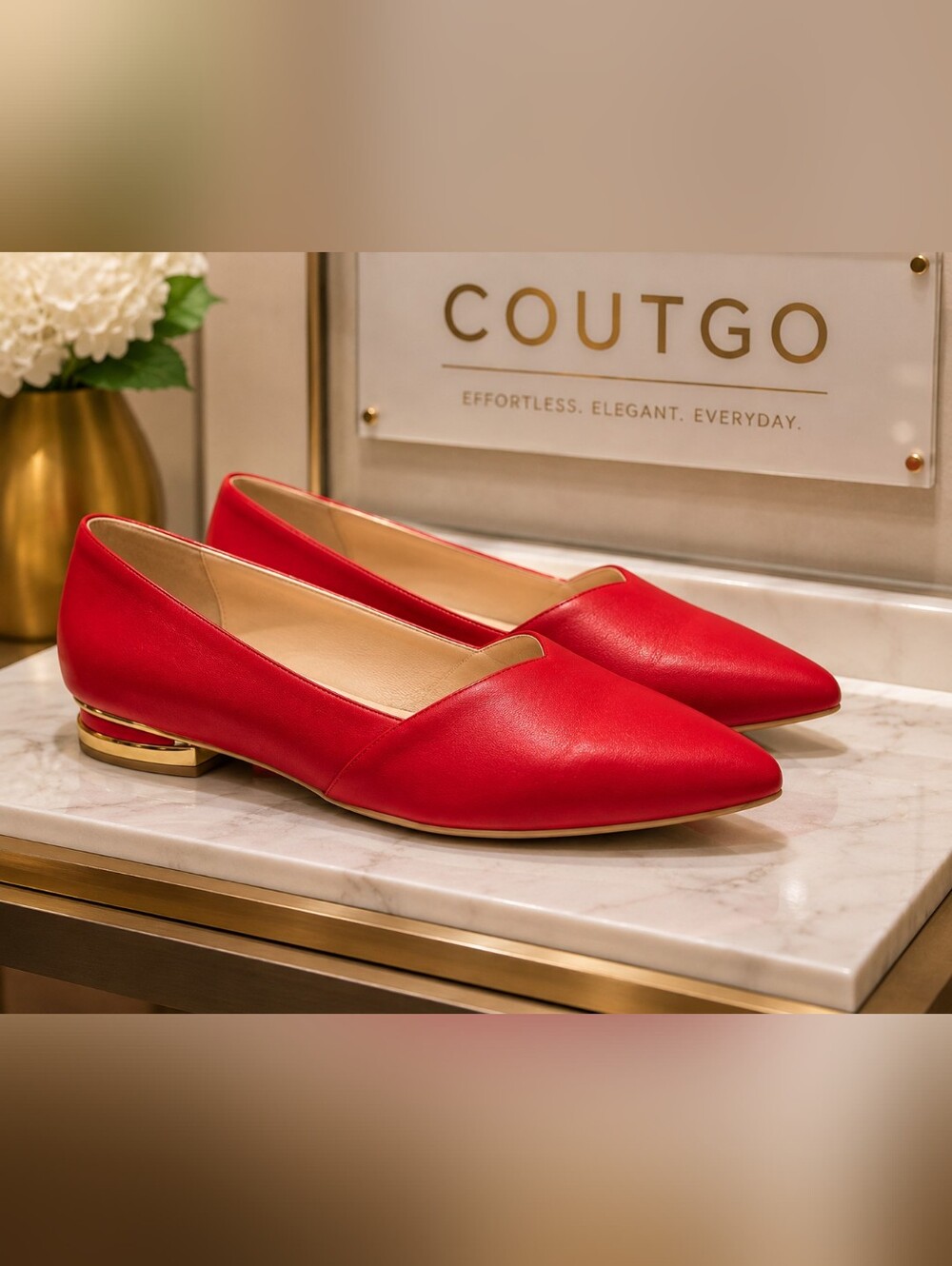 Elegant Red Women's Vegan Leather Flats